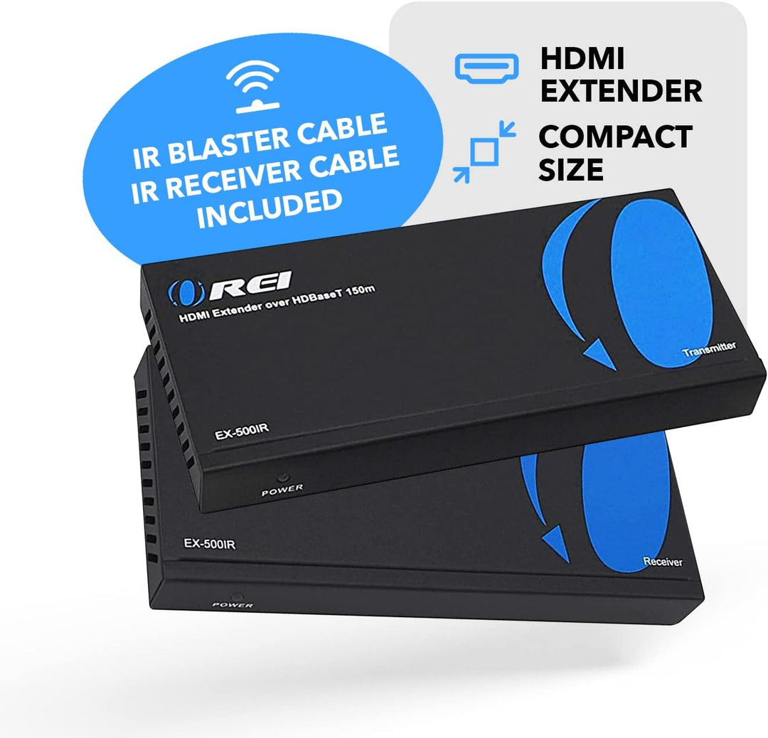 OREI HDBaseT HDMI Extender Over Cat5e/6 Ethernet LAN Cable - Up to 500 Feet - IR, HDMI Loop-Out, RS-