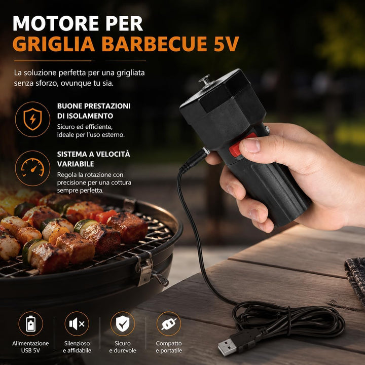 5V Rotator Grillmotor BBQ Grillspiessmotor, Campingartikel Batterie Grillmotor, mit USB Boost Wire