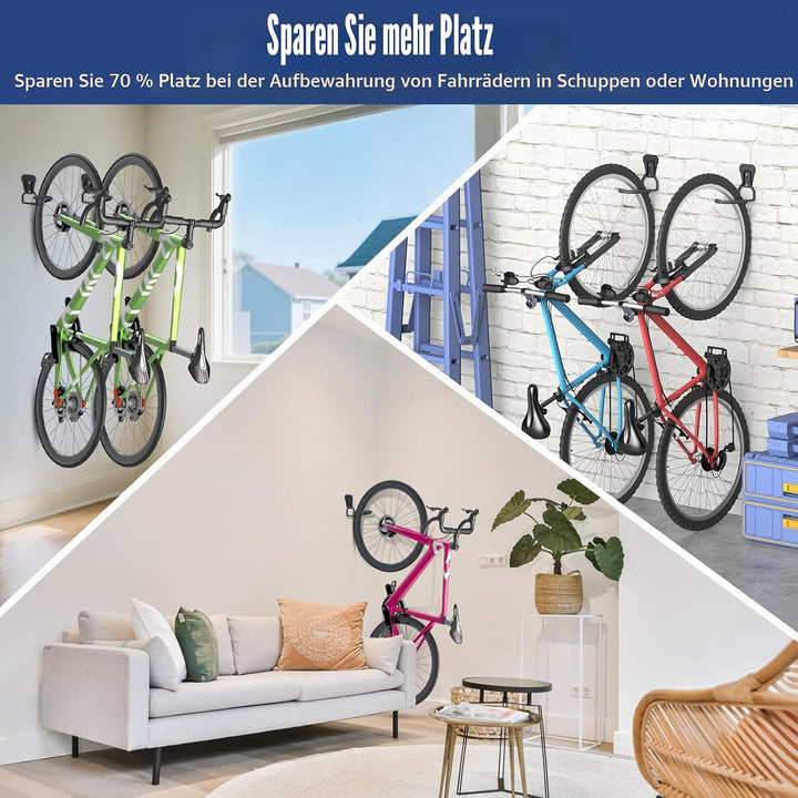Euqvunn Fahrrad Wandhalterung – Fahrradhalterung Wand Tragkraft bis 35kg, Platzsparender Vertikaler