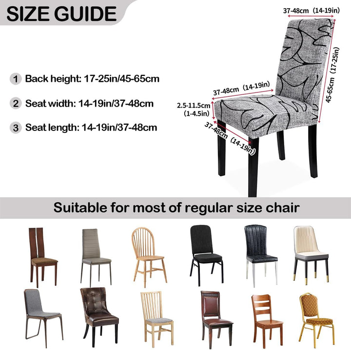 Zindoo Stuhlhussen 6er Set Gross Stretch Stuhlbezug, Graffiti Modernes Muster Abnehmbarer Waschbar S