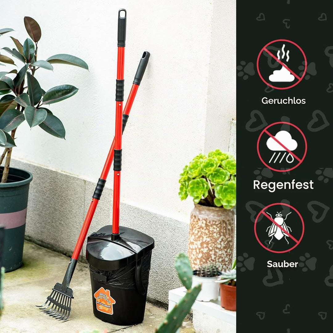 BANORES Pooper Scooper Grosser drehbarer Mülleimer & Rechen für grosse und kleine Hunde, Verwendung