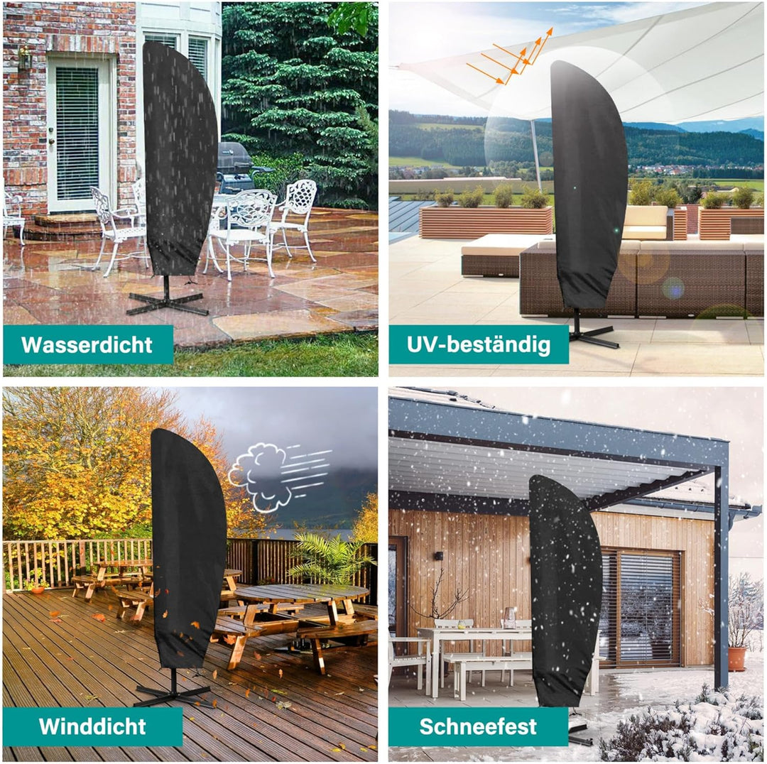 LEESITEC Sonnenschirm Schutzhülle,Sonnenschirm Abdeckung für 2 bis 4 M Grosse Sonnenschirm Schutzhül