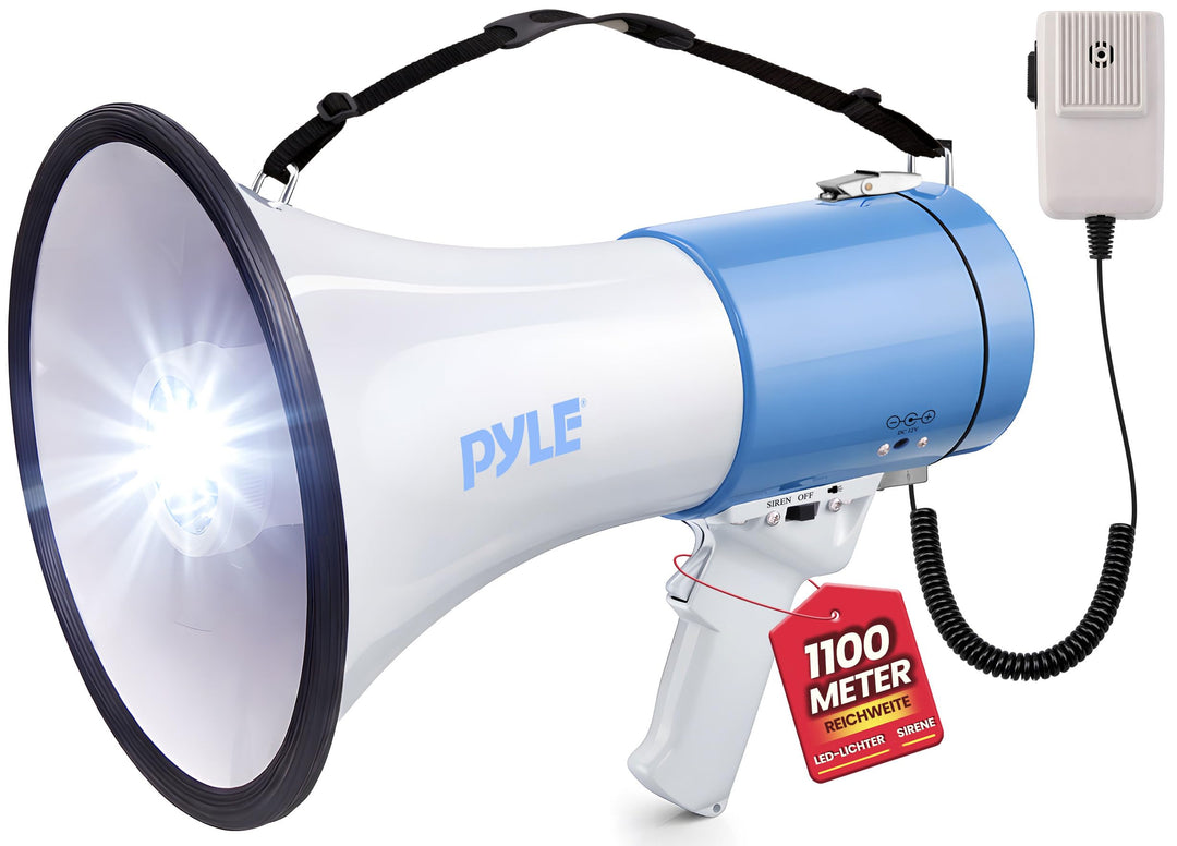 50 Watt Megafon von Pyle - Voice Holder mit integrierter Sirene und LED-Lampe - einstellbare Lautstä