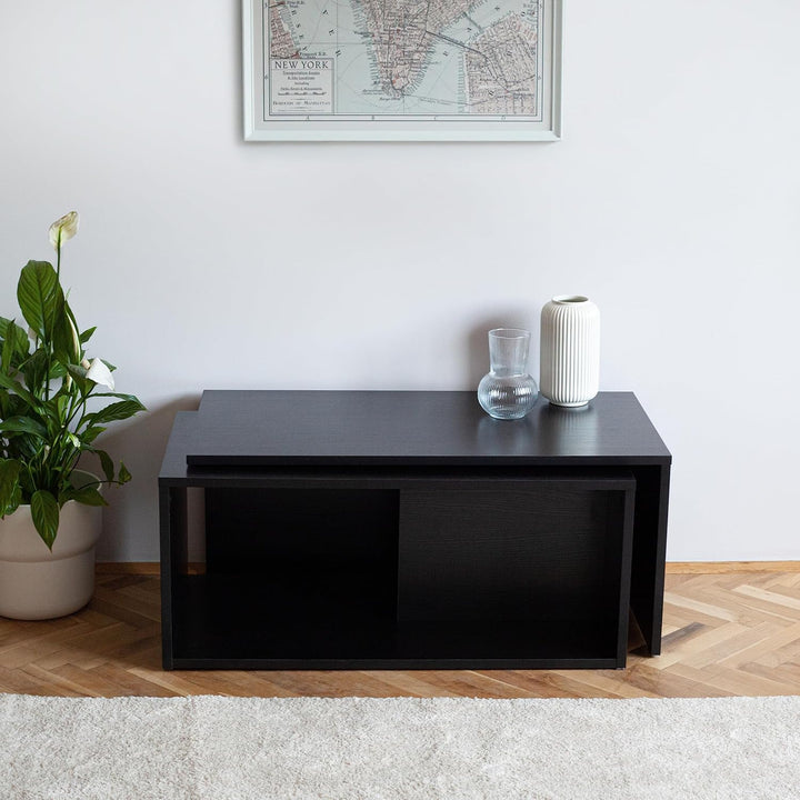 PLATAN ROOM Couchtisch Kaffeetisch 2er Set 90x48x40 cm, moderner Wohnzimmertisch, Sofatisch mit Stau