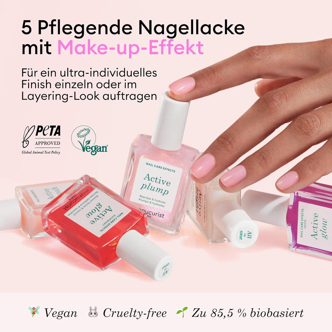 Manucurist Nagellack Set mit 5 Nagellacken Rainbow Active - 5 Nagelpflege: Active Plump, Active Cran