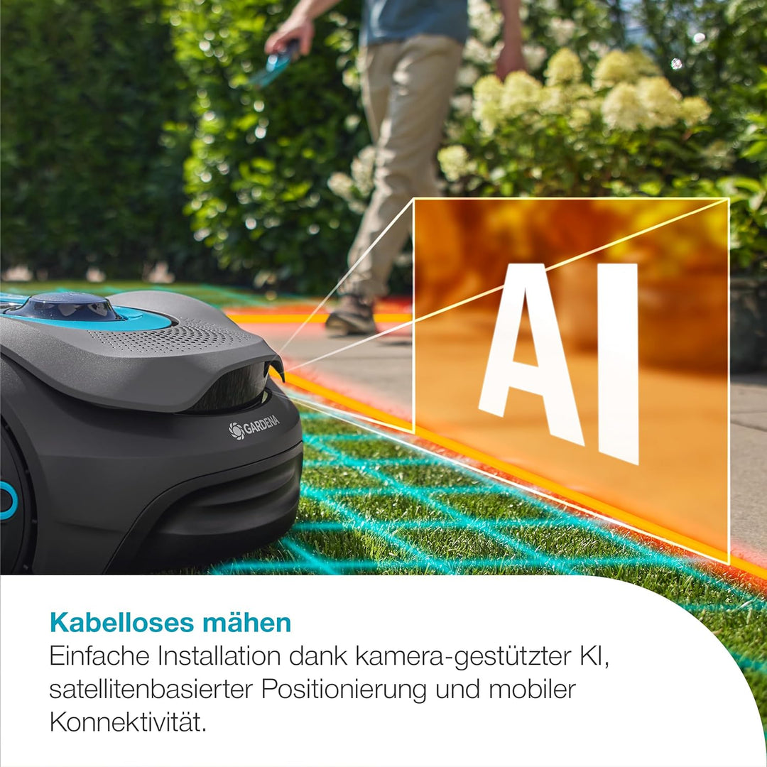 Gardena smart SILENO Sense 600 m² Mähroboter: Technologie ohne Begrenzungskabel, Mähen mit KI, Einge