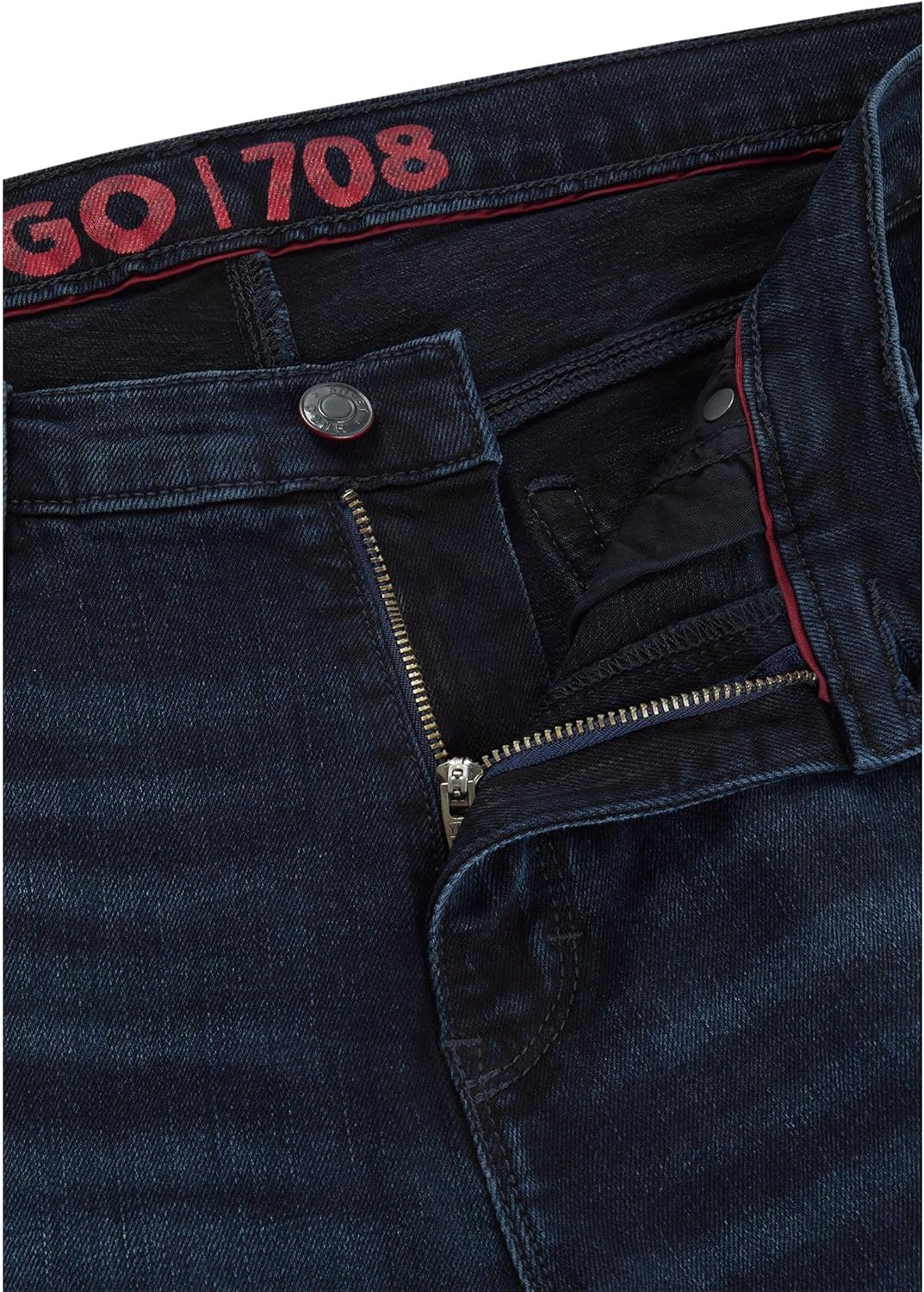 HUGO Herren 708 Slim-Fit Jeans aus schwarzblauem Stretch-Denim 38W / 32L Navy410, 38W / 32L Navy410