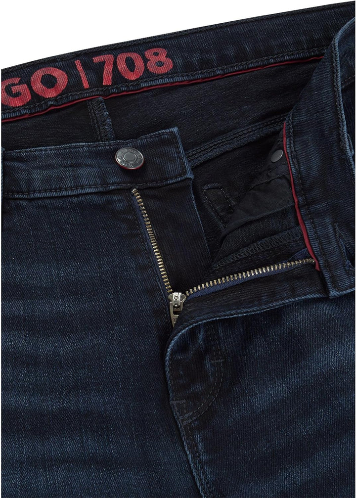 HUGO Herren 708 Slim-Fit Jeans aus schwarzblauem Stretch-Denim 38W / 32L Navy410, 38W / 32L Navy410