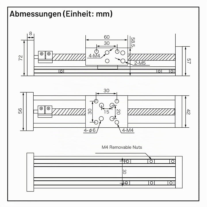 RATTMMOTOR 400mm Verfahrweg Länge Linear Schienenführung CNC Linearschlitten Tisch Lineartischantrie