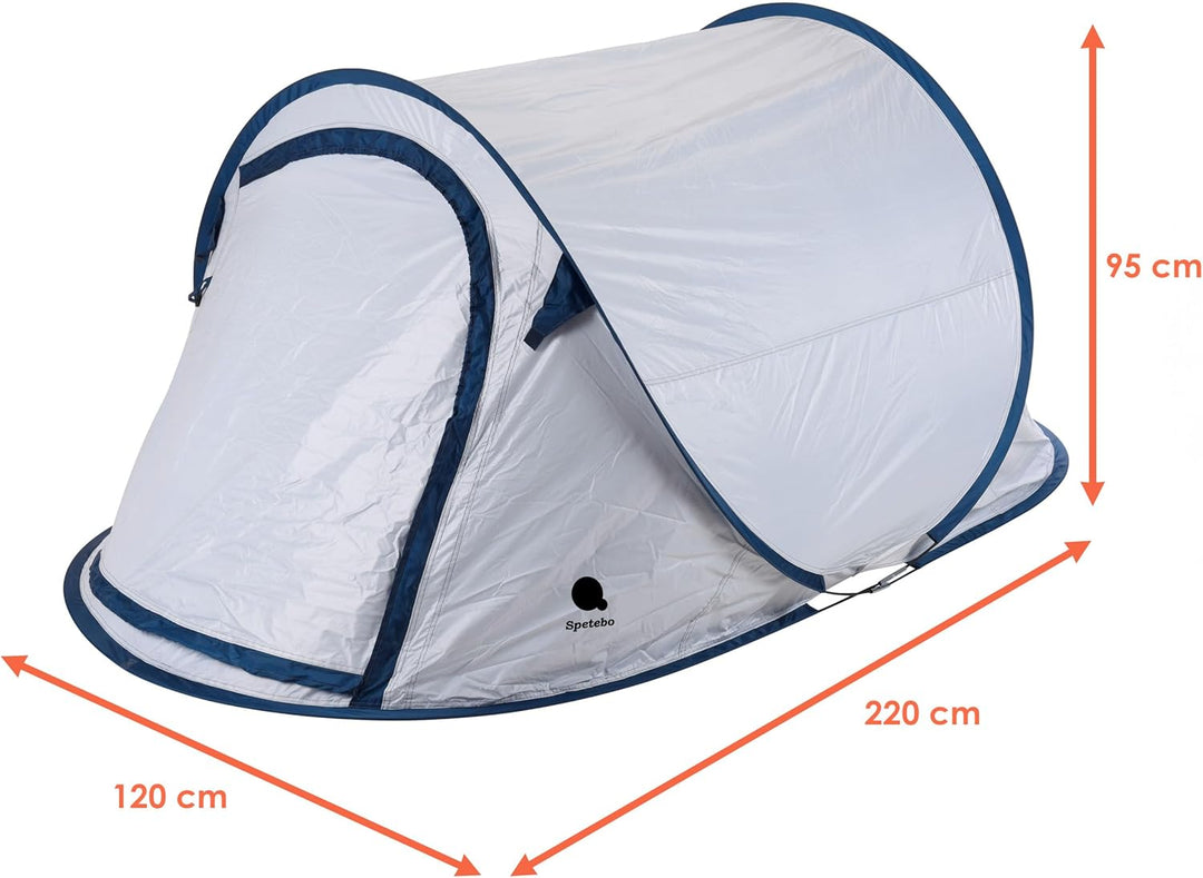 Pop Up Wurfzelt für 2-3 Personen in blau, grün oder Silber - Trekking und Camping Sofortzelt - Autom