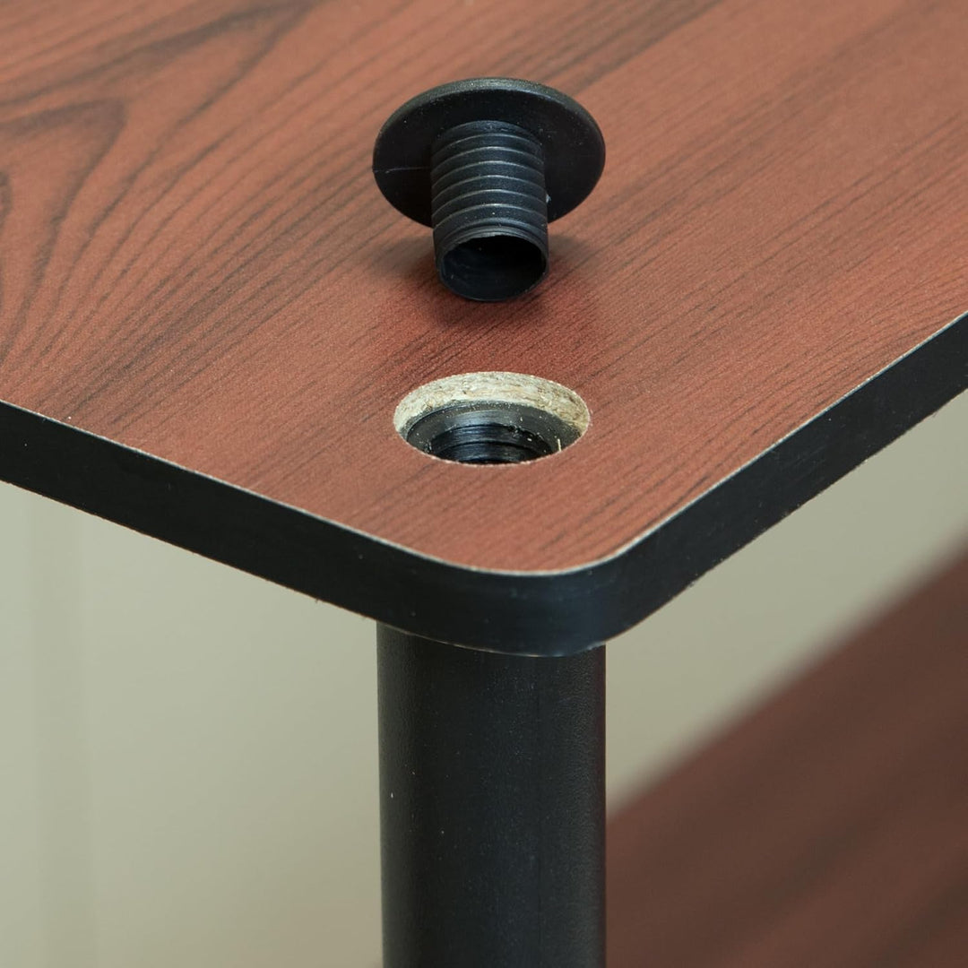 Furinno Regal mit 3 Ablageflächen, Eiche, Dunkle Kirsche/Schwarz, 75.18 x 75.18 x 29.46 cm Dunkle Ki