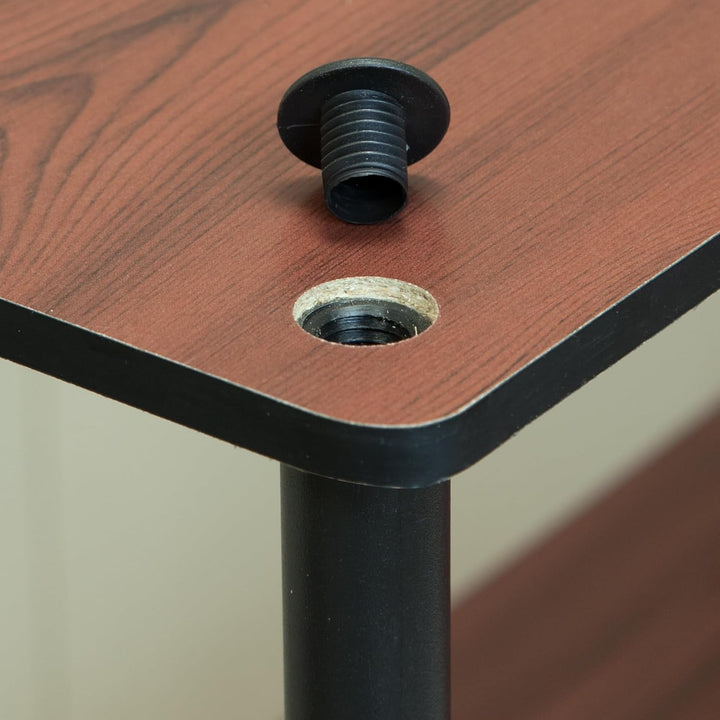 Furinno Regal mit 3 Ablageflächen, Eiche, Dunkle Kirsche/Schwarz, 75.18 x 75.18 x 29.46 cm Dunkle Ki