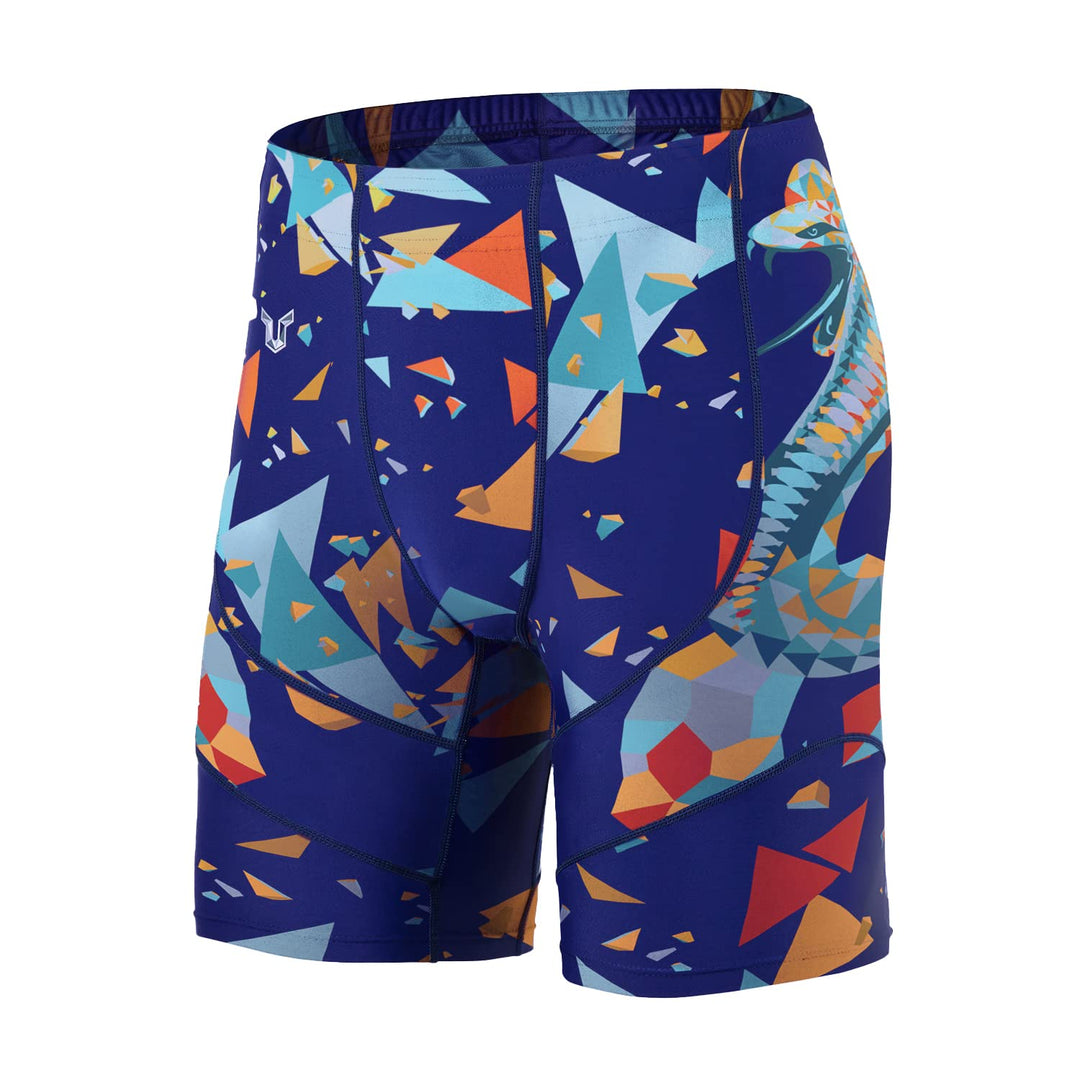 HUGE SPORTS Herren Splice Schwimmhose Kompression Jammer Lang Wilde Serie S Blau Schlange, S Blau Sc