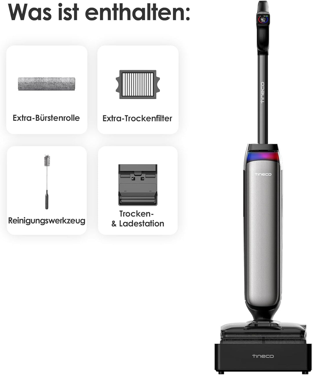 Tineco Floor One S9 Artist Steam Pro Nass Trockensauger, 160℃ HyperSteam Dampfreiniger, ReverseScrub