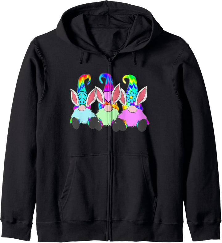 3 Oster-Zwerge, Hippie-Zwerge, Batik, Frühlingshasen-Ohren Kapuzenjacke