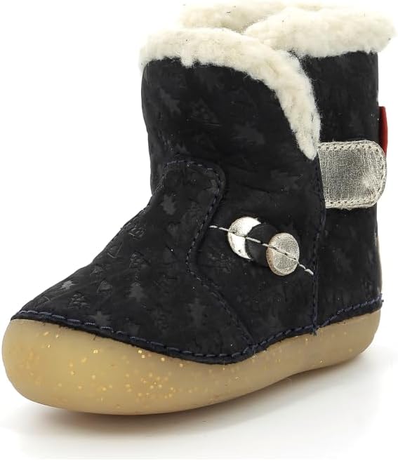 Kickers Baby-Mädchen Windy Stiefelette 25 EU Marineblau Goldfarben, 25 EU Marineblau Goldfarben