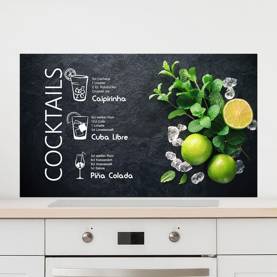 GRAZDesign Spritzschutz Küchenrückwand Glas Küche für Herd & Küchenspüle, Schwarz Grün Cocktail - Gl