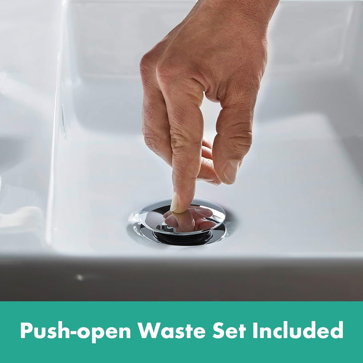 hansgrohe Tecturis E - Waschtischarmatur mit Push-Open Ablauf, energiesparend (CoolStart), Wasserhah