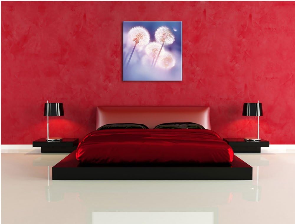 Pixxprint Pusteblumen im morgendlichen Wind als Leinwandbild/Grösse: 70x70 cm/Wandbild/Kunstdruck/fe
