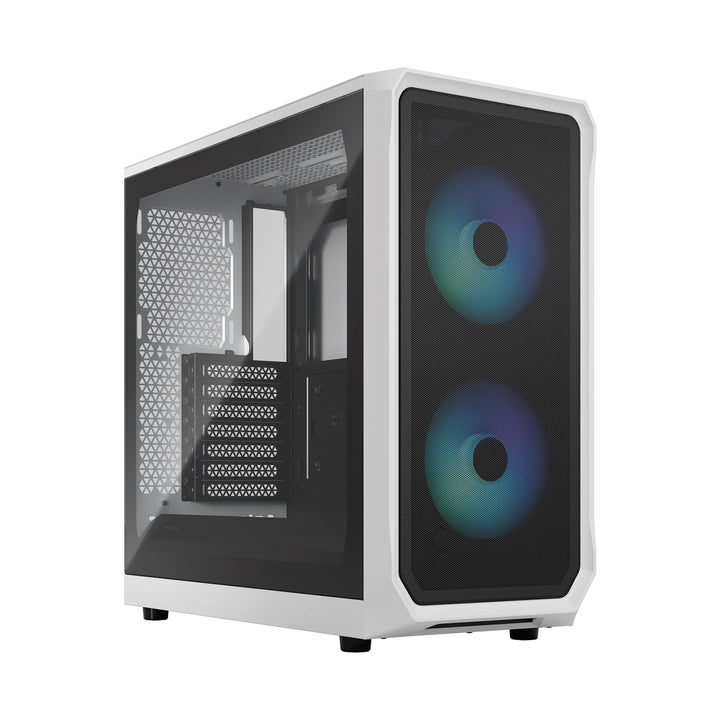 Fractal Design Focus 2 RGB White -Tempered Glass Clear Tint - Mesh Front – Two 140 mm RGB Aspect Fan