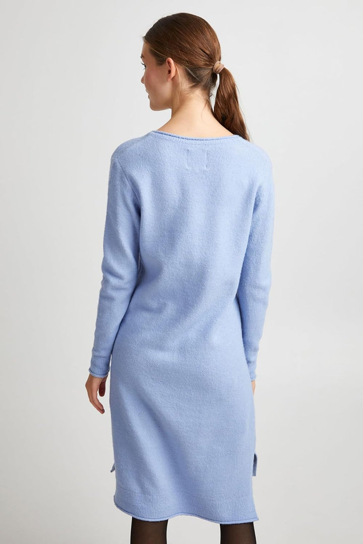 OXMO OXIda Damen Strickkleid Feinstrickkleid Kleid, Brunnera Blue Melange (1639221)