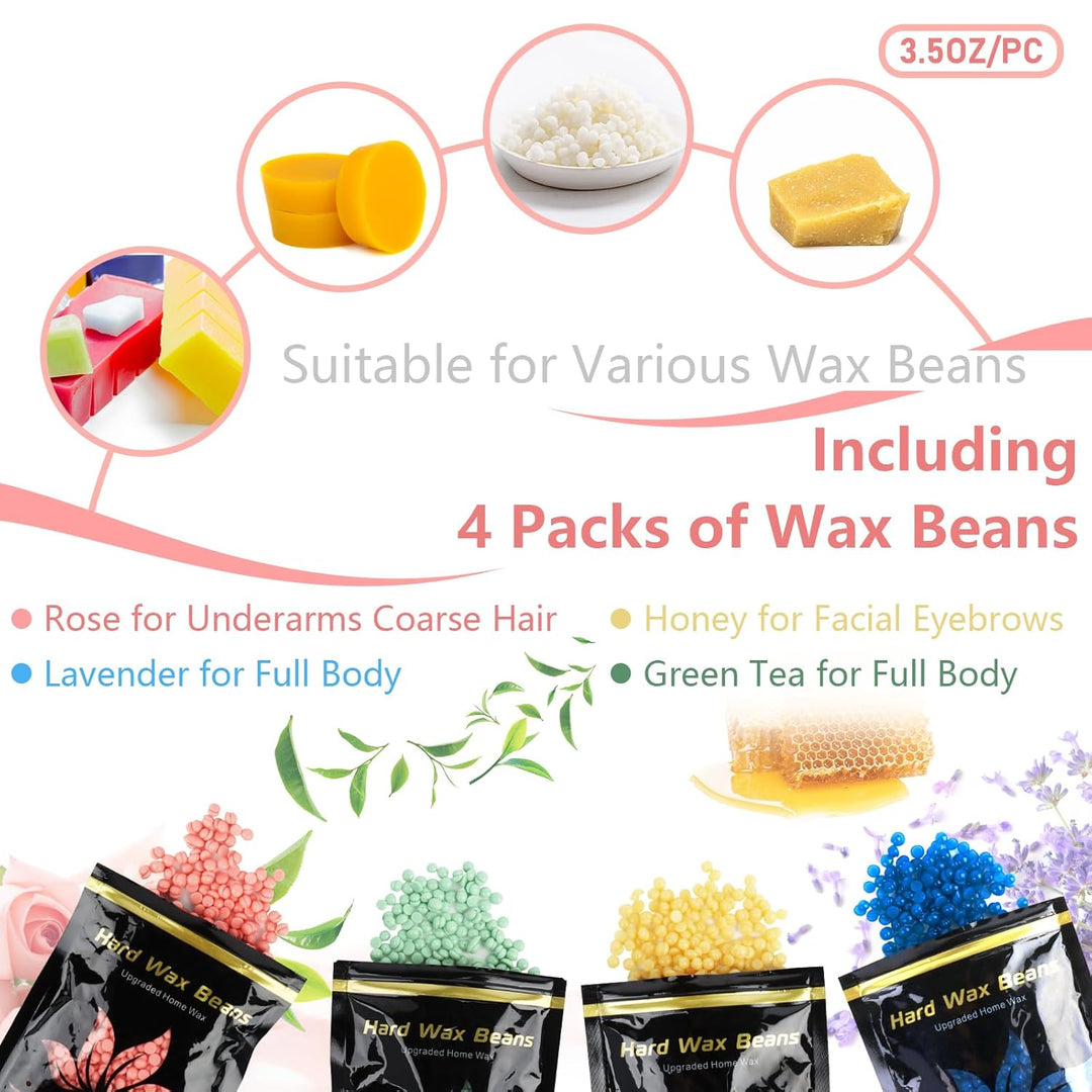 LWMTT Waxing Set 500ml Warmwachs Haarentfernung mit 400g Wax- Professionelle Wachsmaschine mit abneh