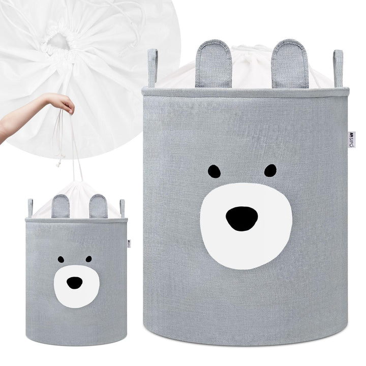 SIPO Spielzeugkorb Premium, XXL 63L, Bear, Faltbarer Spielzeug Organizer mit Kordelzug, Wasserdicht,