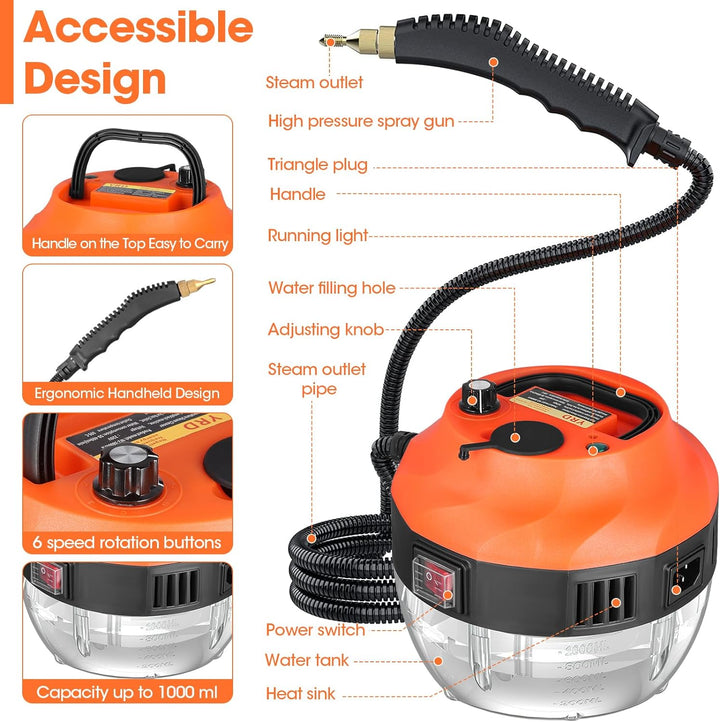 Household Steam Cleaner 2500 W Dampfreiniger, Dampfreiniger Handgerät, Hochtemperatur-Druckdampfrein