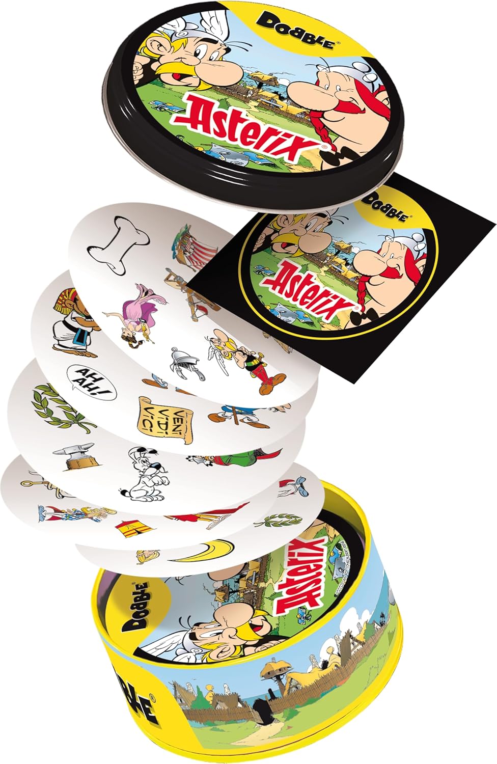 Asmodee, Dobble Asterix, DE-Version, Familienspiel für 2-8 Spieler ab 6 Jahren, Schnelles Reaktionss