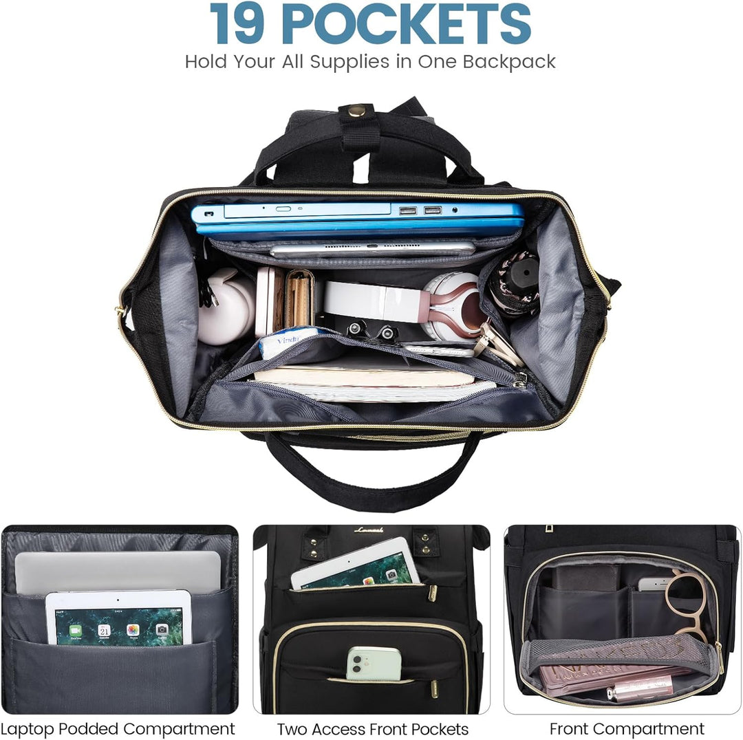 LOVEVOOK Rucksack Damen Schulrucksack, Wasserdicht Laptoprucksack mit Ladeanschluss, Rucksäcke für U