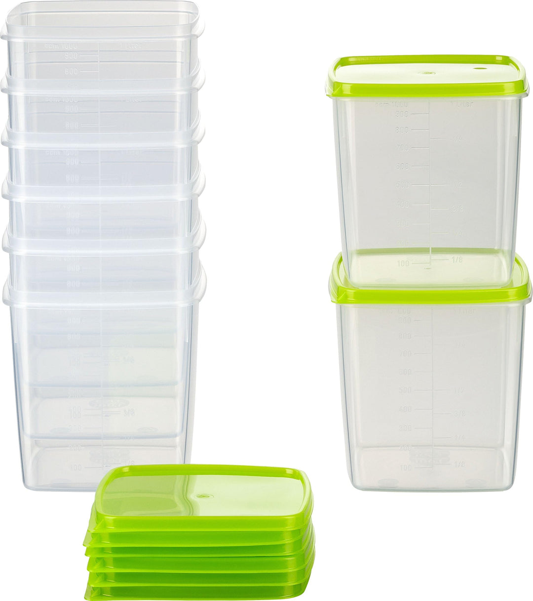 MiraHome Vorratsdosen Set 8x1L quadratisch grün – Perfekt zur Aufbewahrung & Organisation für Lebens