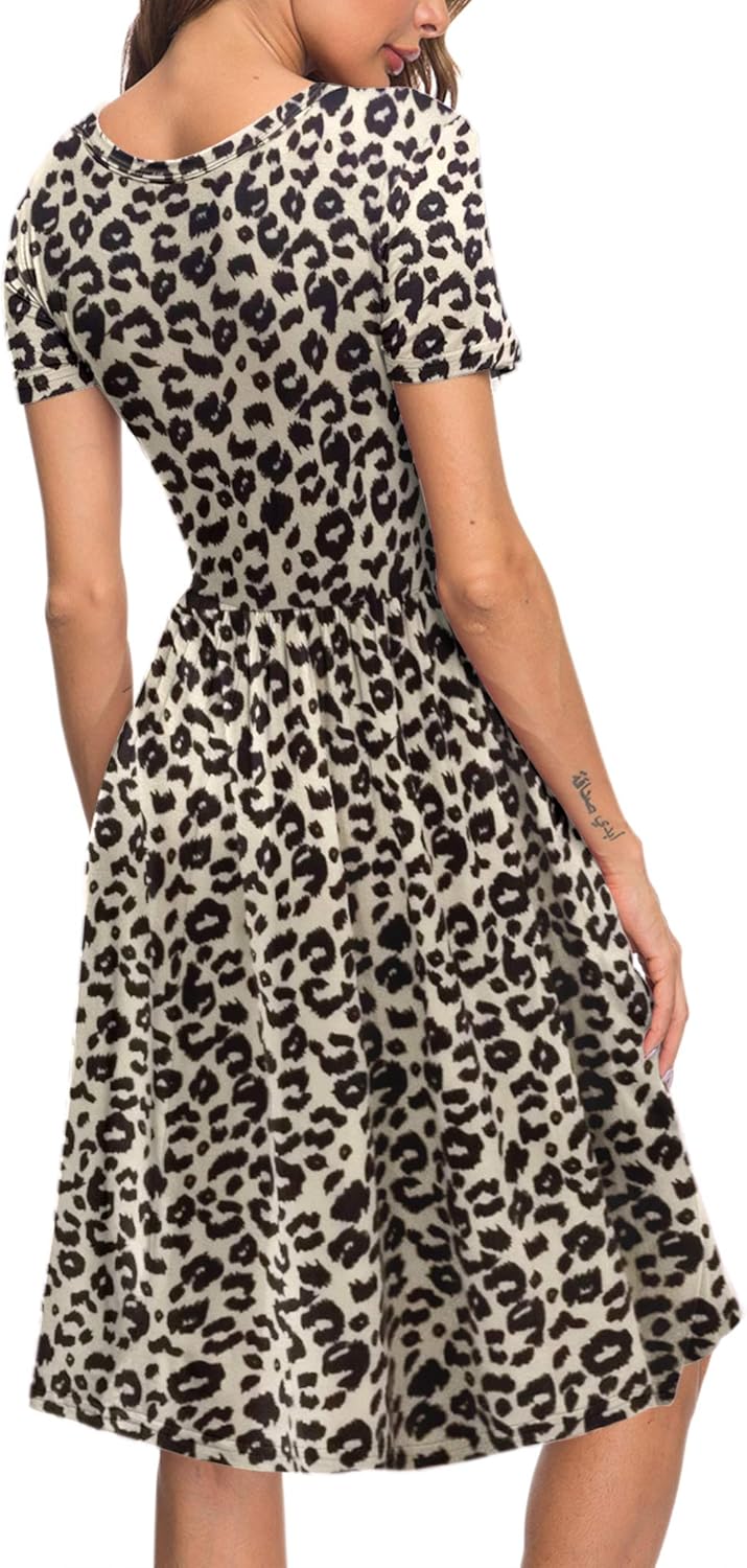 AUSELILY Damen Kleider Sommer Sommerkleider Knielang Kurzarm Empire Freizeitkleid Schicke Shirtkleid