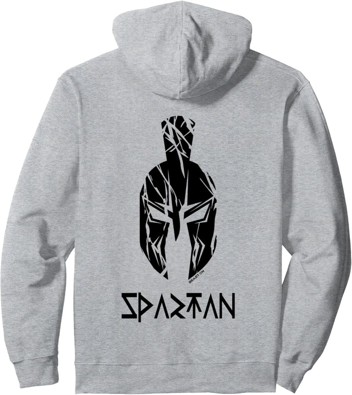 Spartaner Gladiator Helm Rücken Druck Design Beast ON Weisses Pullover Hoodie