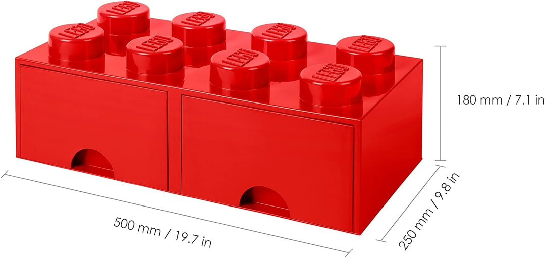 Lego Opslag Baksteen 8 met laden, Plastik, Rot, 50,2 x 25,2 x cm, 1 Einheiten, Rot