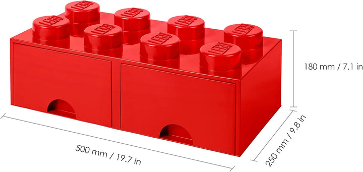 Lego Opslag Baksteen 8 met laden, Plastik, Rot, 50,2 x 25,2 x cm, 1 Einheiten, Rot