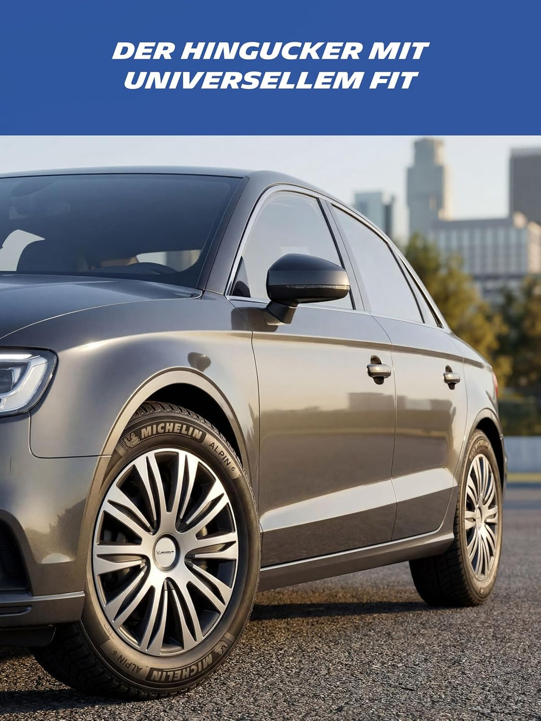 MICHELIN Radkappe 13 Zoll Universal Radzierblende Alice 4 er Set Fürs Auto ABS Kunststoff Schwarz/Si