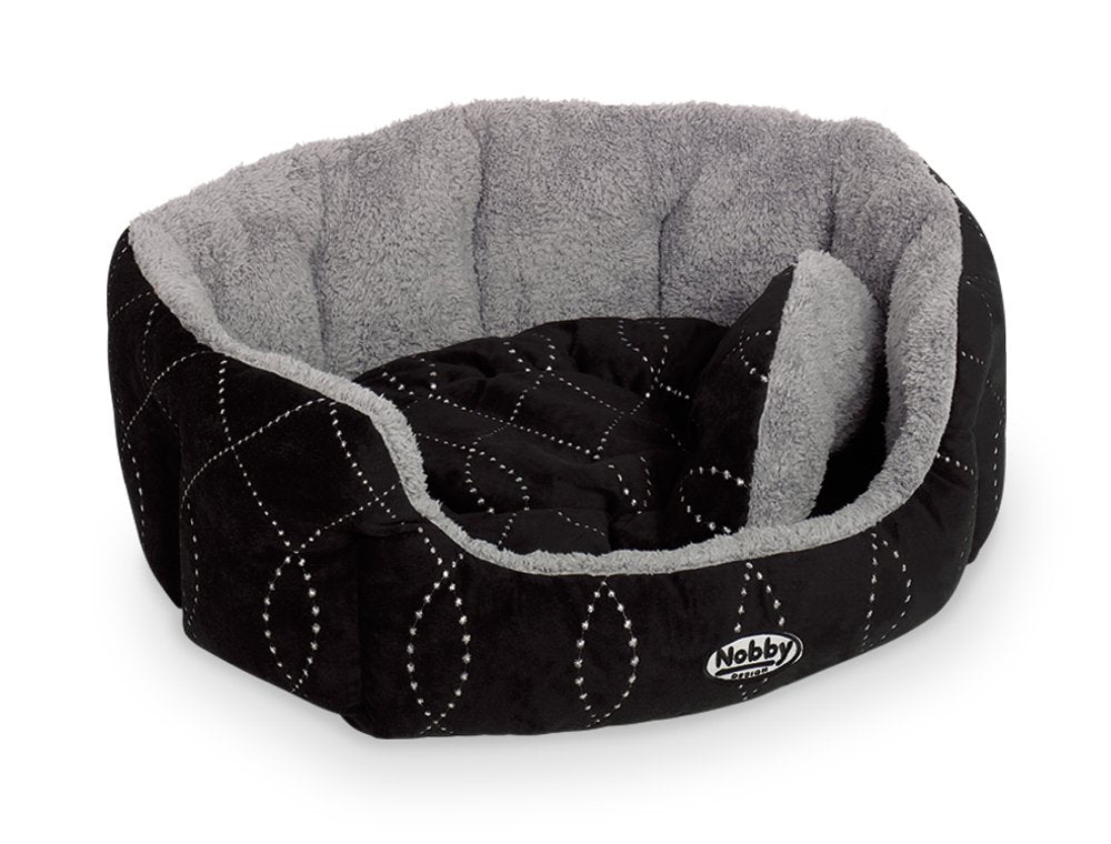 Nobby Komfort Bett oval "CENO" schwarz / grau L x B x H: 65 x 57 x 22 cm schwarz 65 x 57 x 22 cm, sc