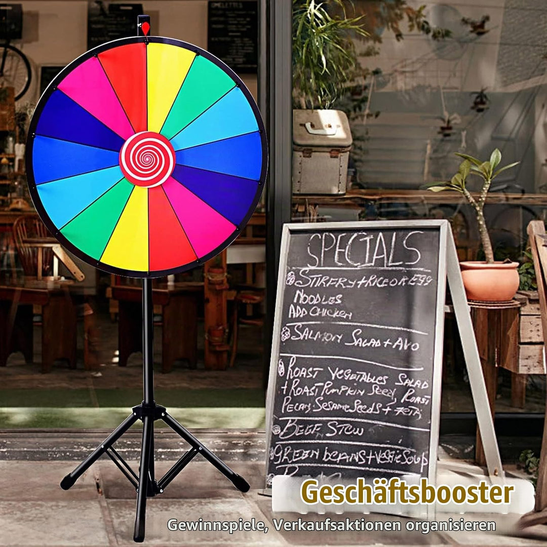 RELAX4LIFE 24" Glücksrad mit Stativ, editierbare Farbe Preisrad, für Lotteriespiele und Wortspiele,