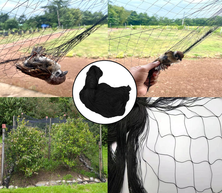 LINSOCLE 15 mx 15 m Vogelschutznetz Schwarz, Vogelnetz Stabil, Netz für Hühnergehege, Volierennetz f