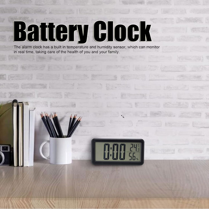 plplaaoo grosse Display-Uhr, Digitaler Wecker, schwarz, Temperatur, Luftfeuchtigkeit, tragbarer Reis