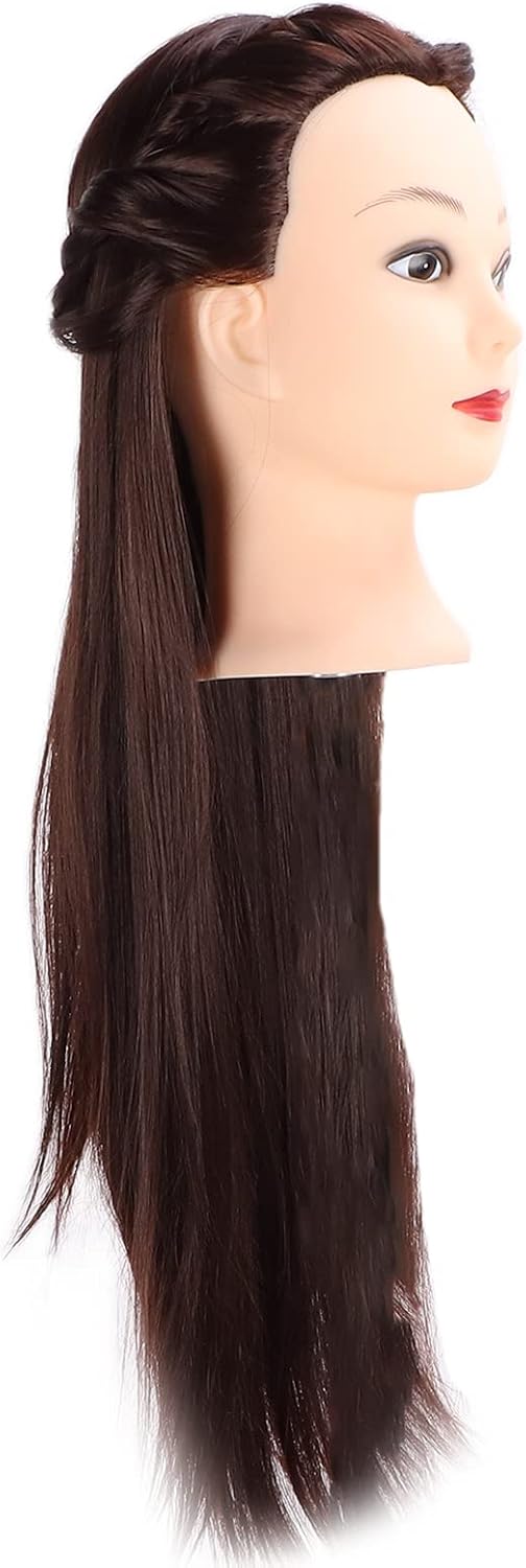 Bonbela Haar Schaufensterpuppen Kopfhaarstyling Kopf Haar Übung Kopf mit Hohen Synthetischen Geraden