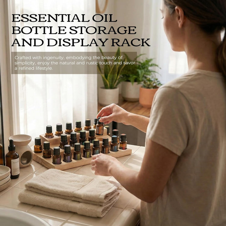 Ätherisches Öl Display Ständer, 23 Löcher Aromatherapie Öle Hölzern Tragen Gestell Halter Organisato