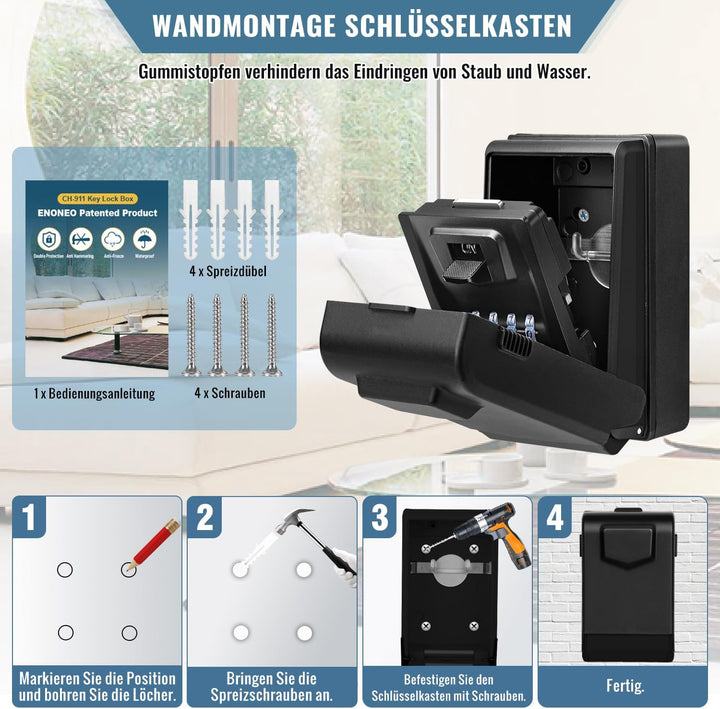 Schlüsseltresor mit Beleuchteten Zahlencode Aussen Schlüsselsafe Wasserdicht Robust Schlüsselbox Gro