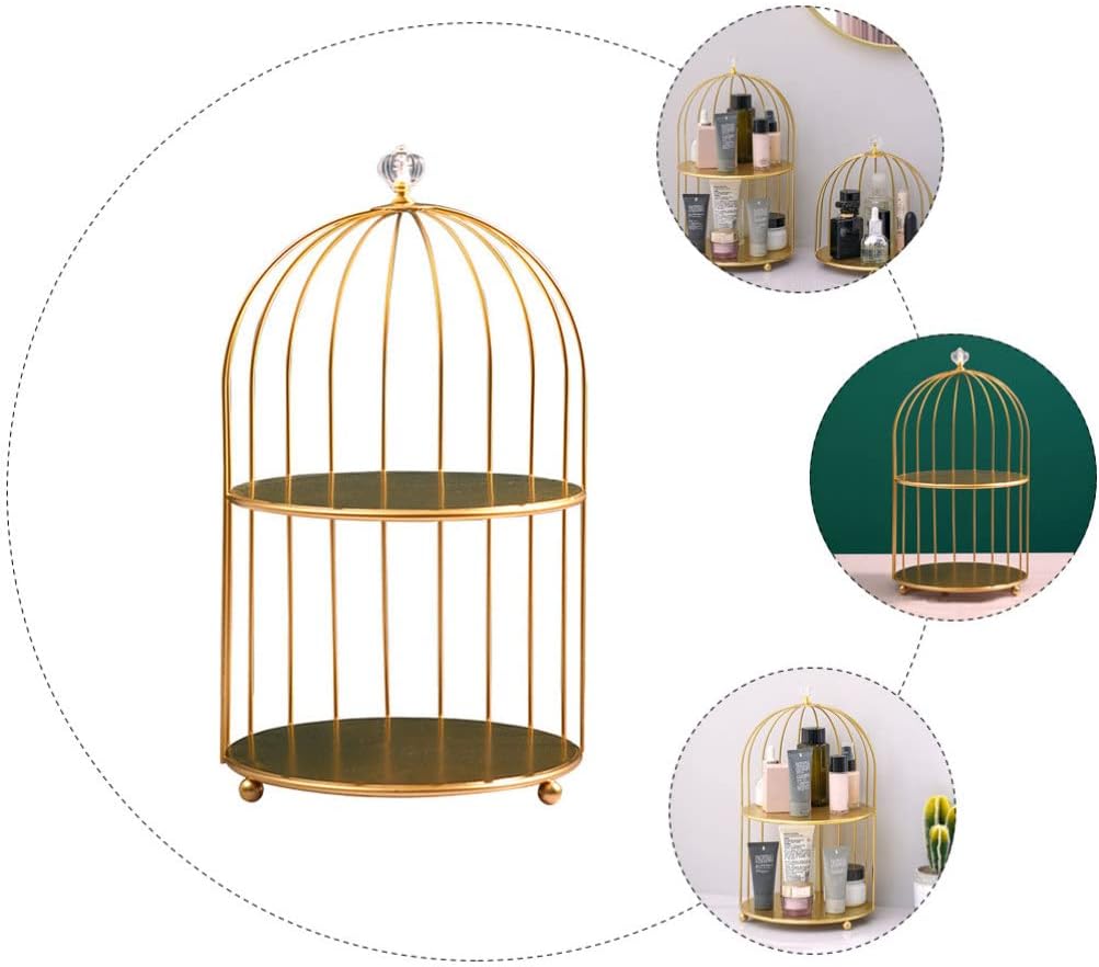 TOPBATHY Kuchenständer Vogelkäfig Kosmetik Aufbewahrungsregal Golden Eisen Cupcake Dessert Display S