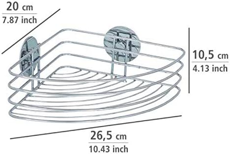 WENKO Turbo-Loc Eckablage, Badeck Ablage, Bis 40 kg belastbar, Verchromter Stahl, 26,5 x 10,5 x 20 c