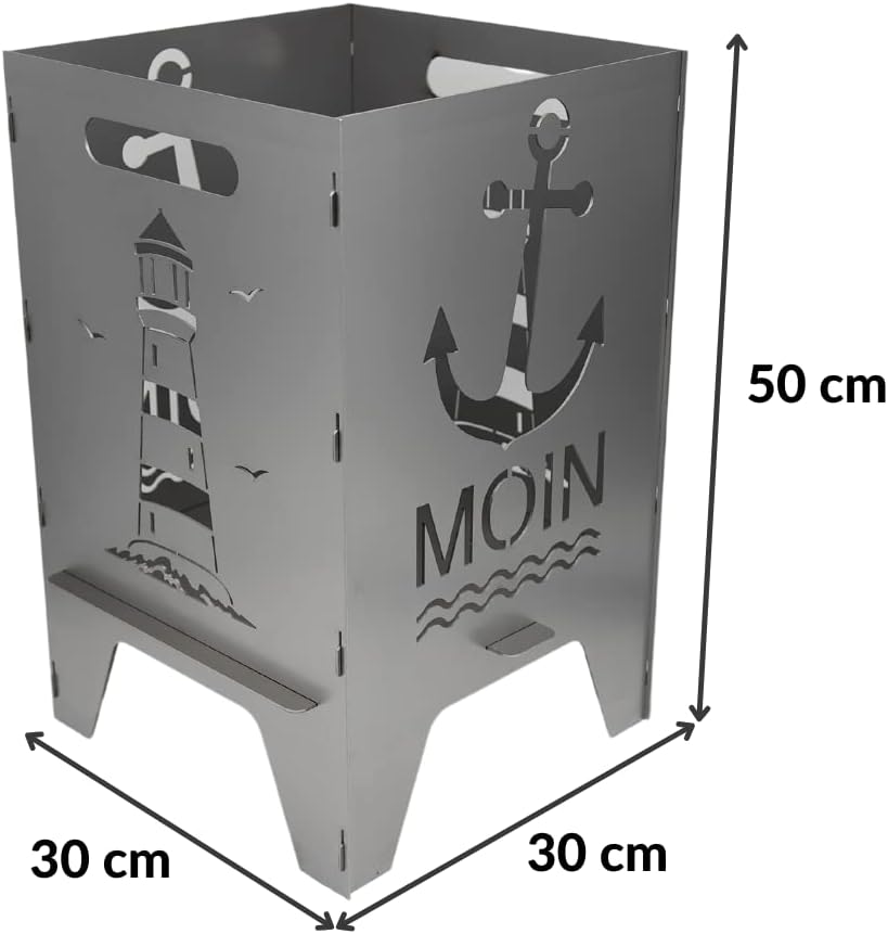 Feuertonne Mit Maritim Motiv | Stabiles Stecksystem Mit Tragegriffen | Robust & Aus Hochwertigem Sta