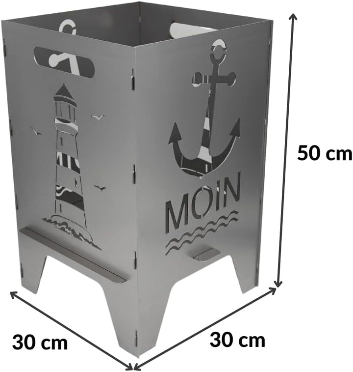 Feuertonne Mit Maritim Motiv | Stabiles Stecksystem Mit Tragegriffen | Robust & Aus Hochwertigem Sta