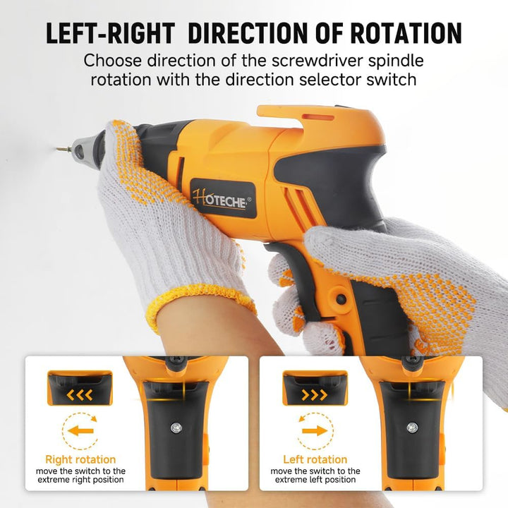Hoteche 520W Trockenbauschrauber - Drywall Screwdriver 230V 50HZ, 520W Leistung, 0-4500 U/MIN, 6MM S