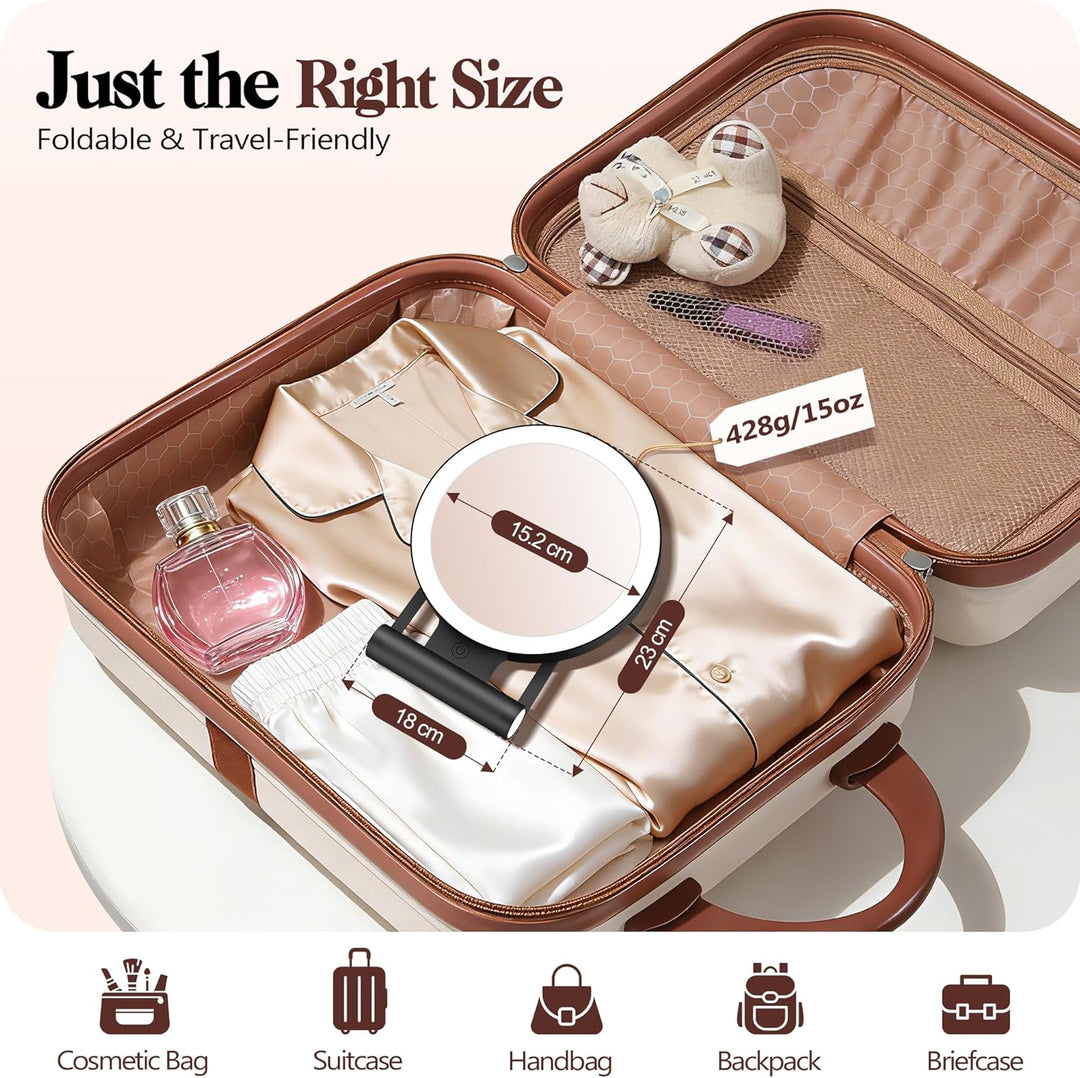 B Beauty Planet Kosmetikspiegel mit Beleuchtung, 30 fache/1-fach Doppelseitige Tischspiegel,3 Farbli