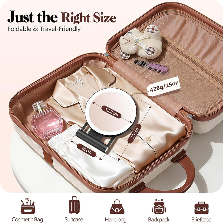 B Beauty Planet Kosmetikspiegel mit Beleuchtung, 30 fache/1-fach Doppelseitige Tischspiegel,3 Farbli
